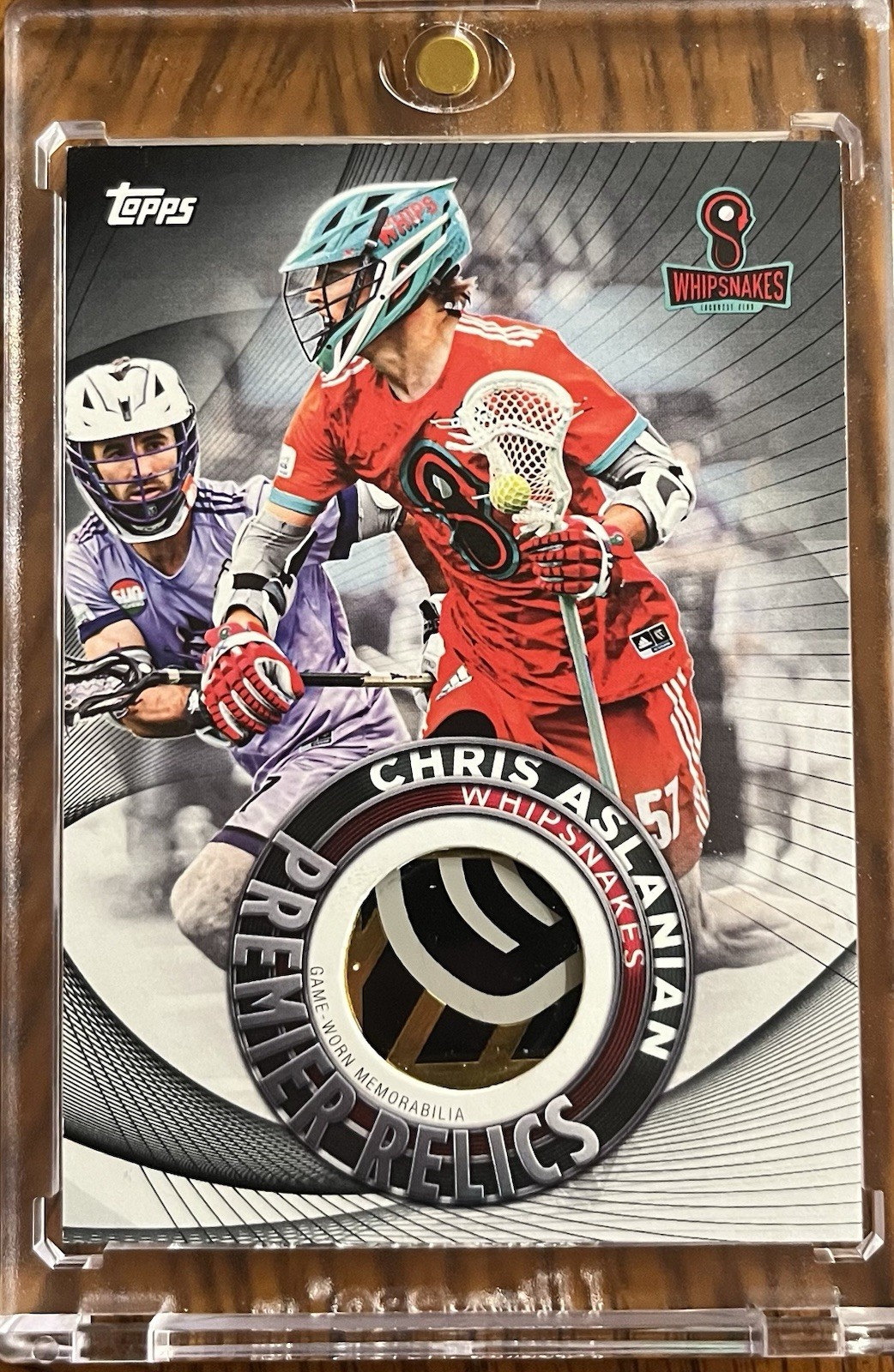 2022 Topps Premier Lacrosse League Premier Relics Chris Aslanian Black 1/1
