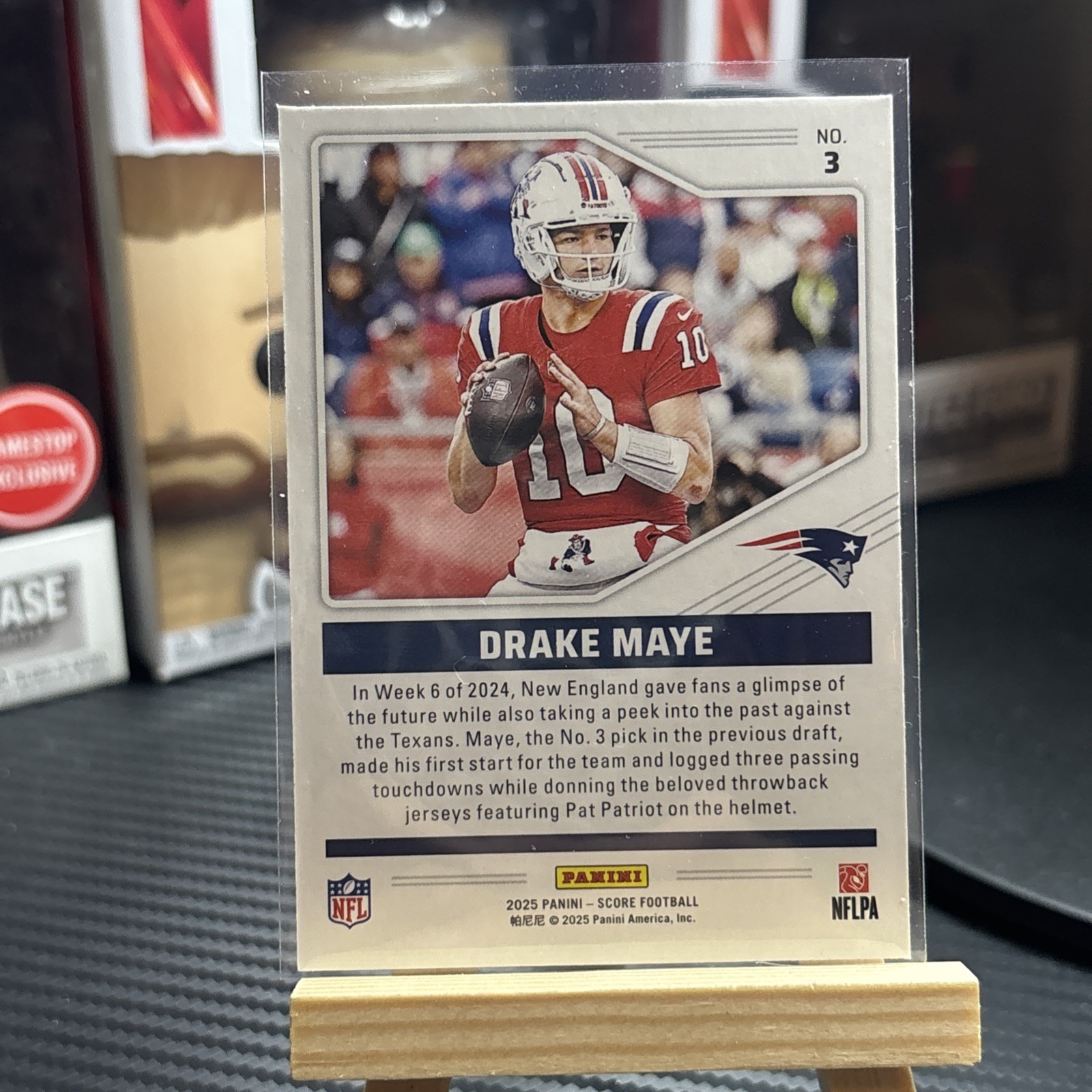 2025 Panini Score Throwbacks Drake Maye #3 New England Patriots Football Card