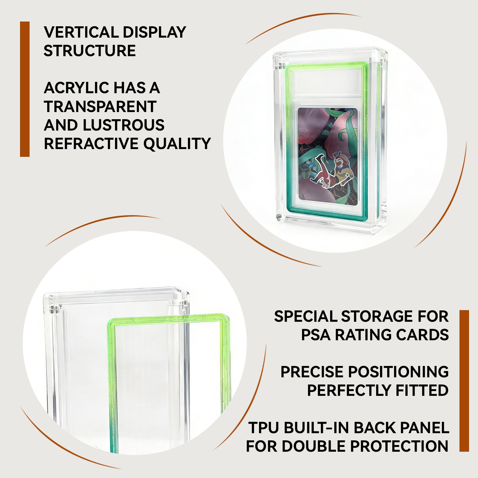 Display Set For 35pt PSA: Acrylic Clear Stand+Graded Bumper Guard With PC Panel