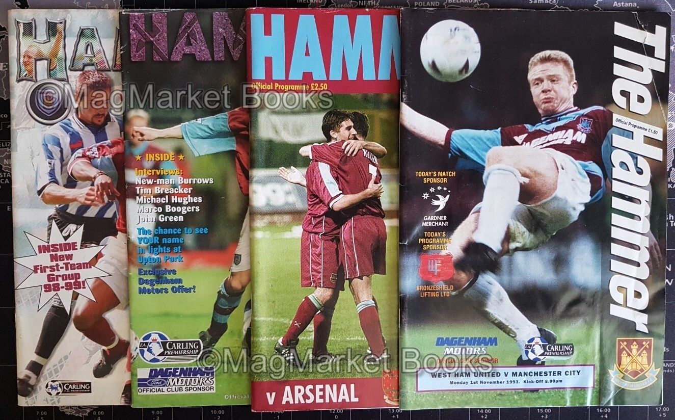 Football Programmes x 4 · West Ham United · The Hammers · Various Years