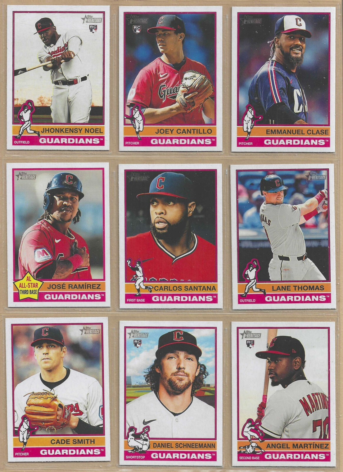 2025 Topps Heritage CLEVELAND GUARDIANS Base Team Set of (10) Ramirez Clase +