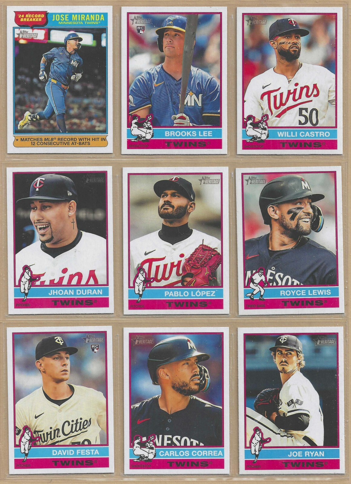 2025 Topps Heritage MINNESOTA TWINS Base Team Set of (11) Brooks Lee RC Correa +