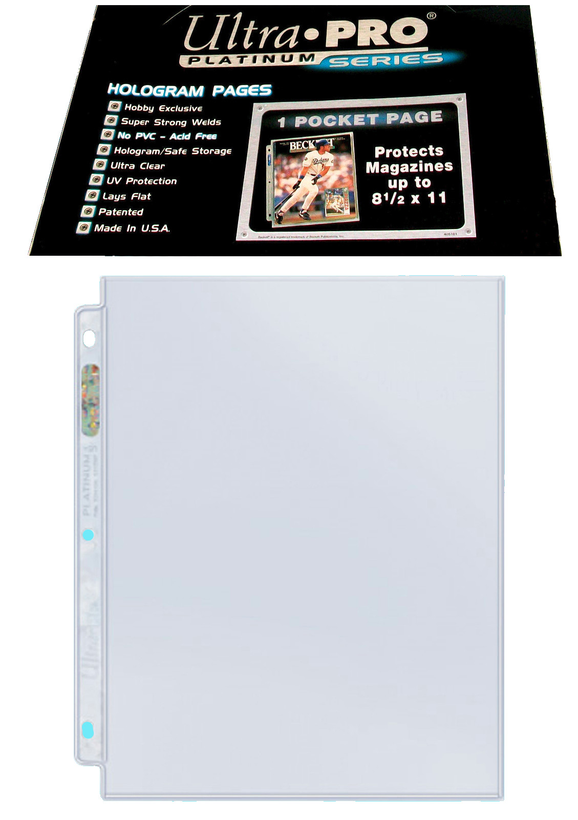 25 Ultra Pro Platinum 1-Pocket 8.5×11 Pages Sheets For Ring Binders Protectors