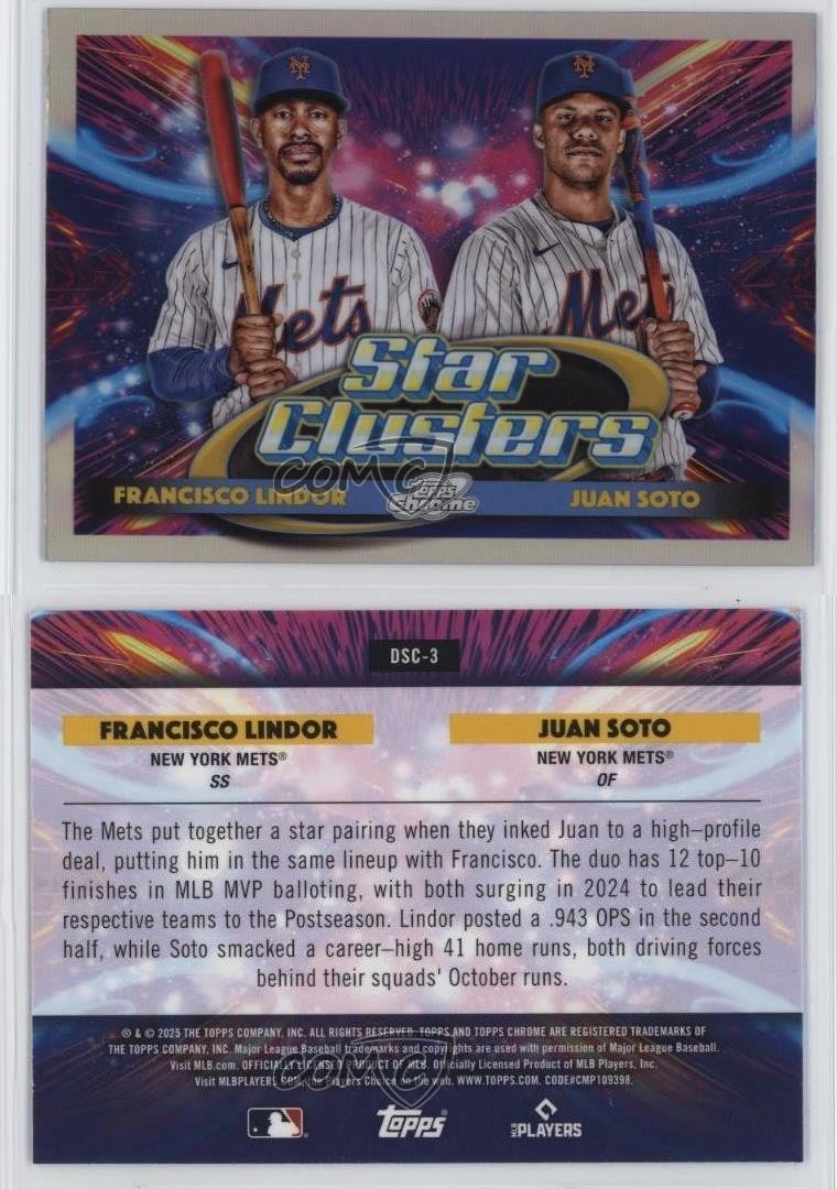 2025 Topps Cosmic Chrome Star Clusters Juan Soto Francisco Lindor #DSC-3 1t2r