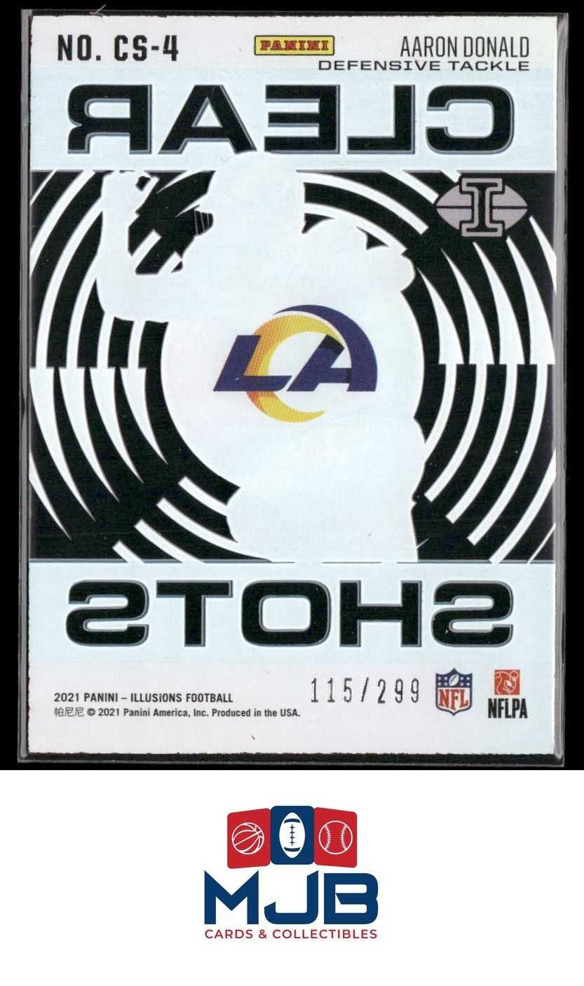 2021 Illusions Aaron Donald Clear Shots Light Blue #/299 #CS-4 Los Angeles Rams