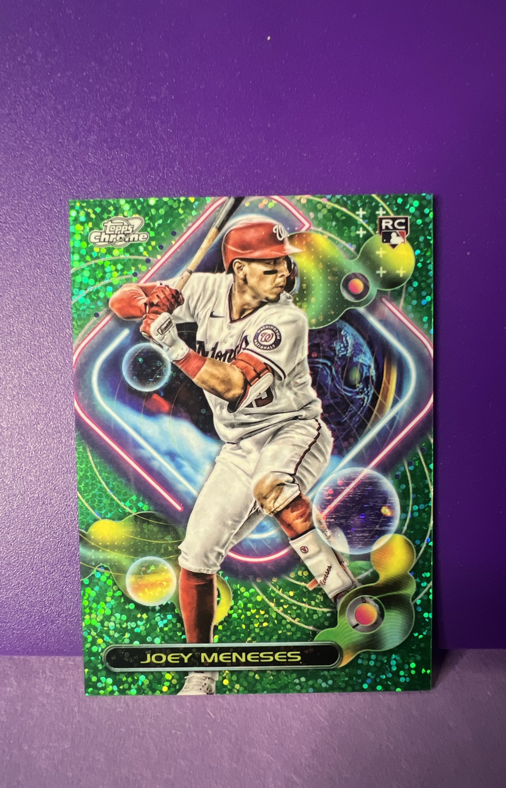 2023 Topps Cosmic Chrome Joey Meneses #89 Green Space Dust Refractor /75 (RC)