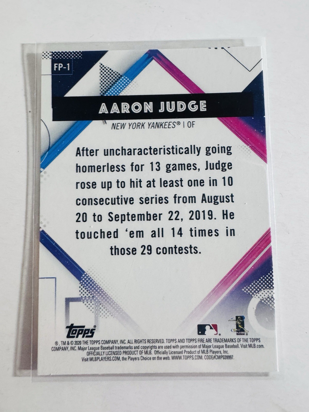 2020 Topps Chrome – Topps Fire Preview Aaron Judge #FP-1