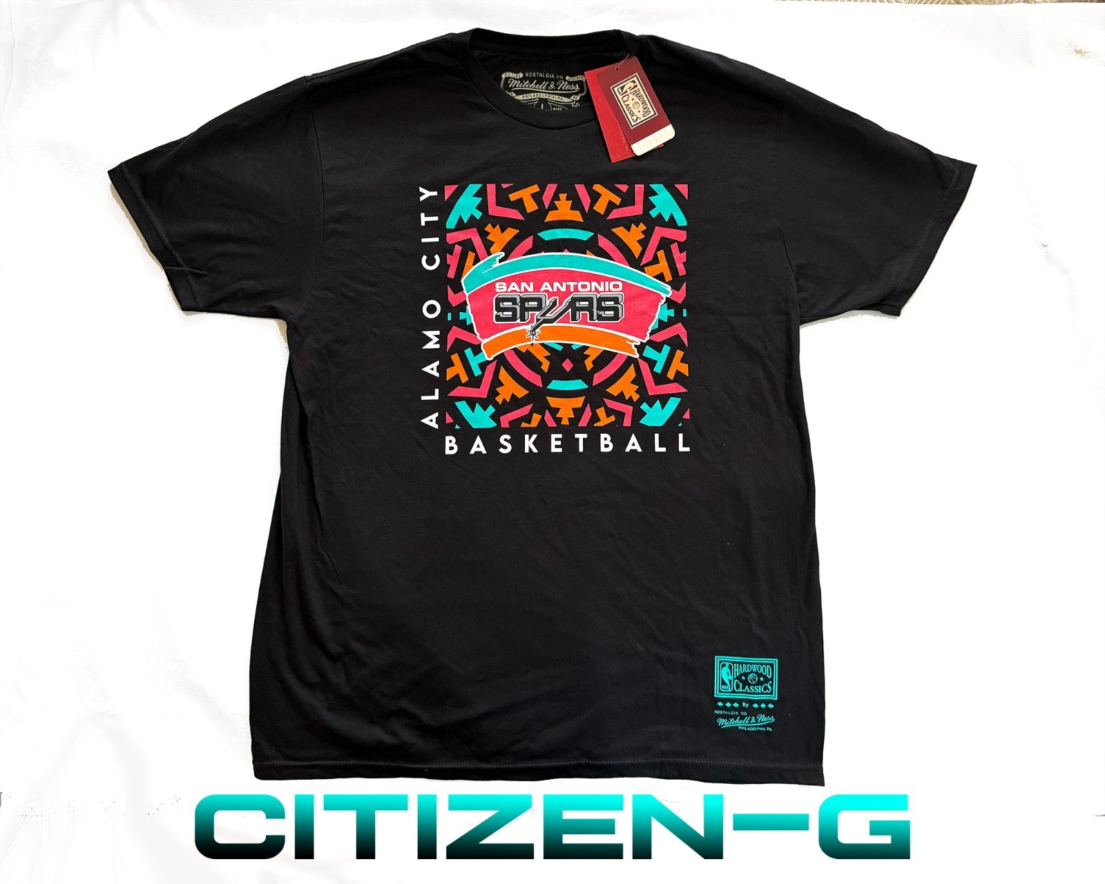 NWT Mitchell & Ness Men’s SAN ANTONIO SPURS Alamo City Basketball T-Shirt sz L.