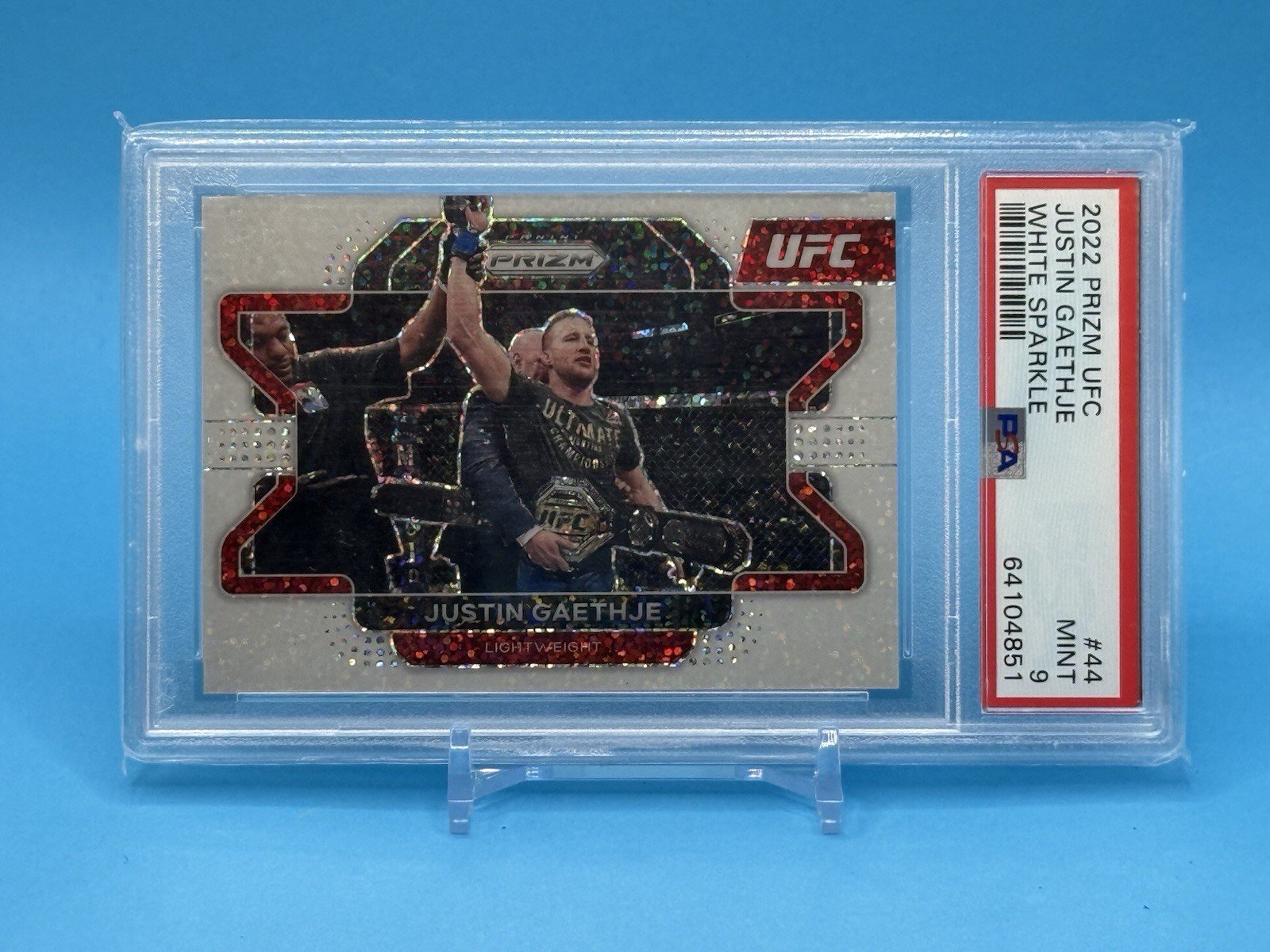 2022 Panini UFC Prizm JUSTIN GAETHJE White Sparkle Prizm – PSA 9 – POP 1