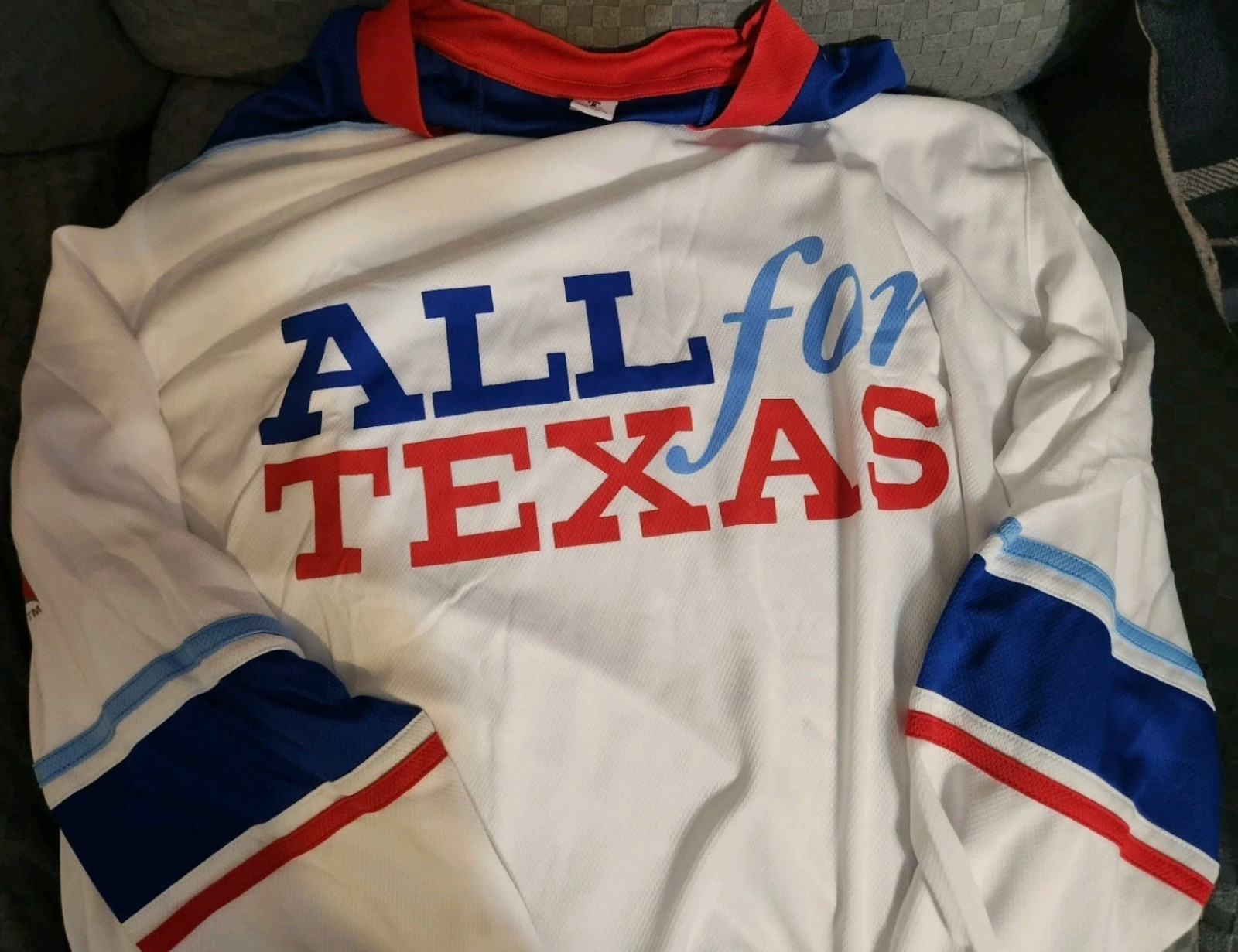 Texas Rangers ALL FOR TEXAS Hockey Jersey SGA Stadium Giveaway Adult XL 5-25-26