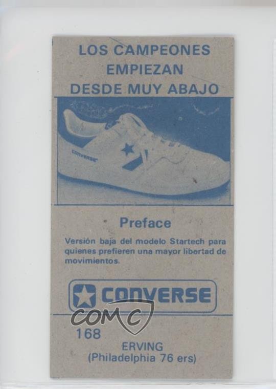 1986 Converse Merchante Spanish Julius Erving #168 HOF 10pr