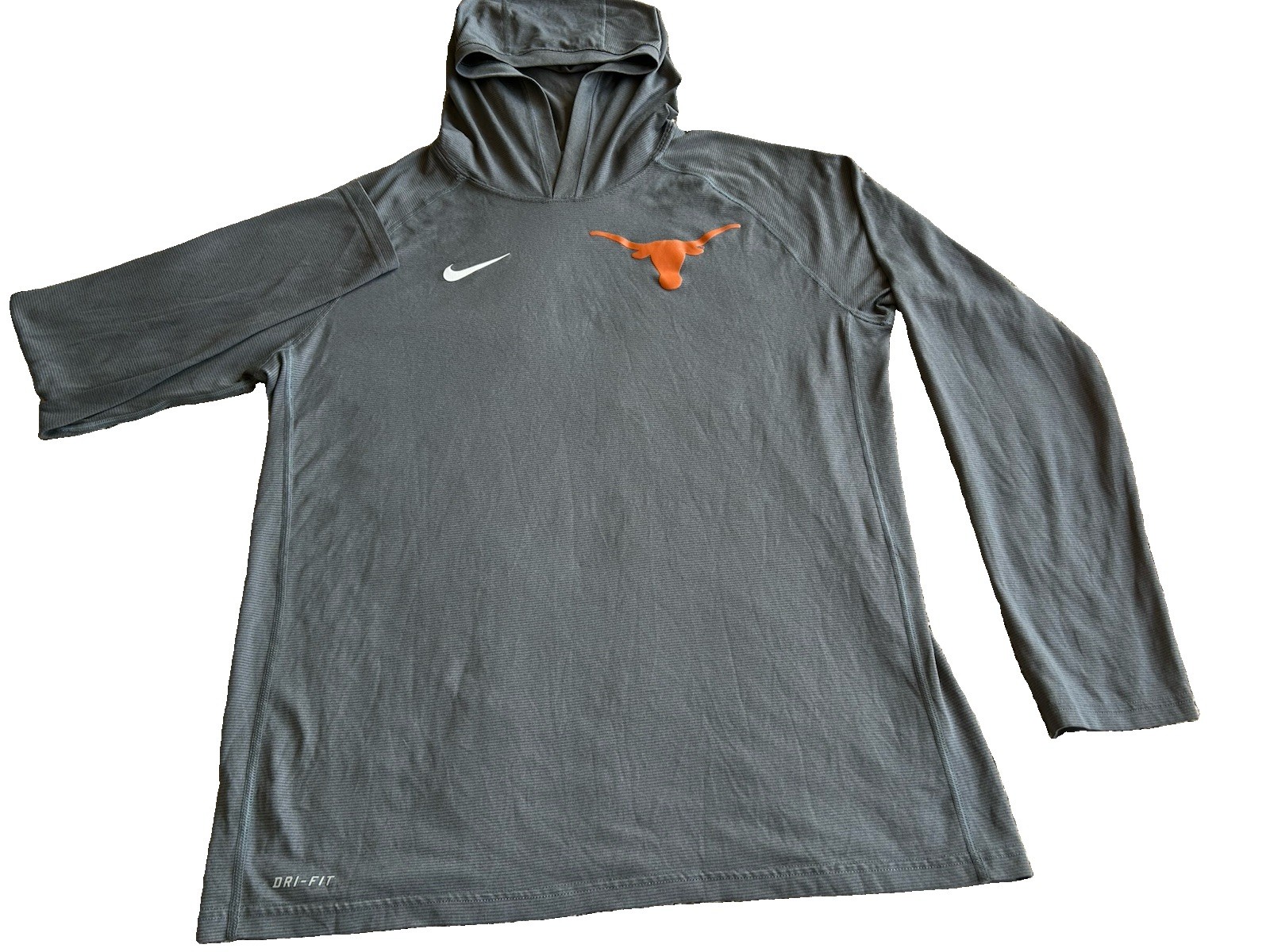 Texas Longhorns Hoodie Shirt Mens L Nike Dri-Fit Active Gray Long Sleeve