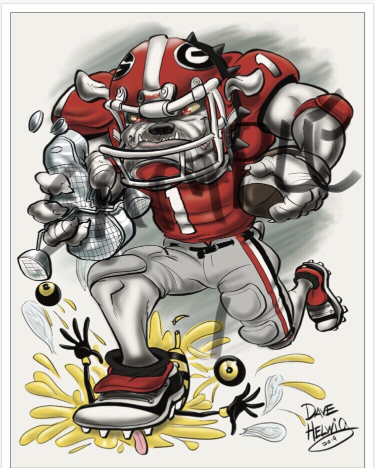 2019 Georgia Bulldogs v. Georgia Tech “Wreckin’ The Tech” Dave Helwig Art UGA