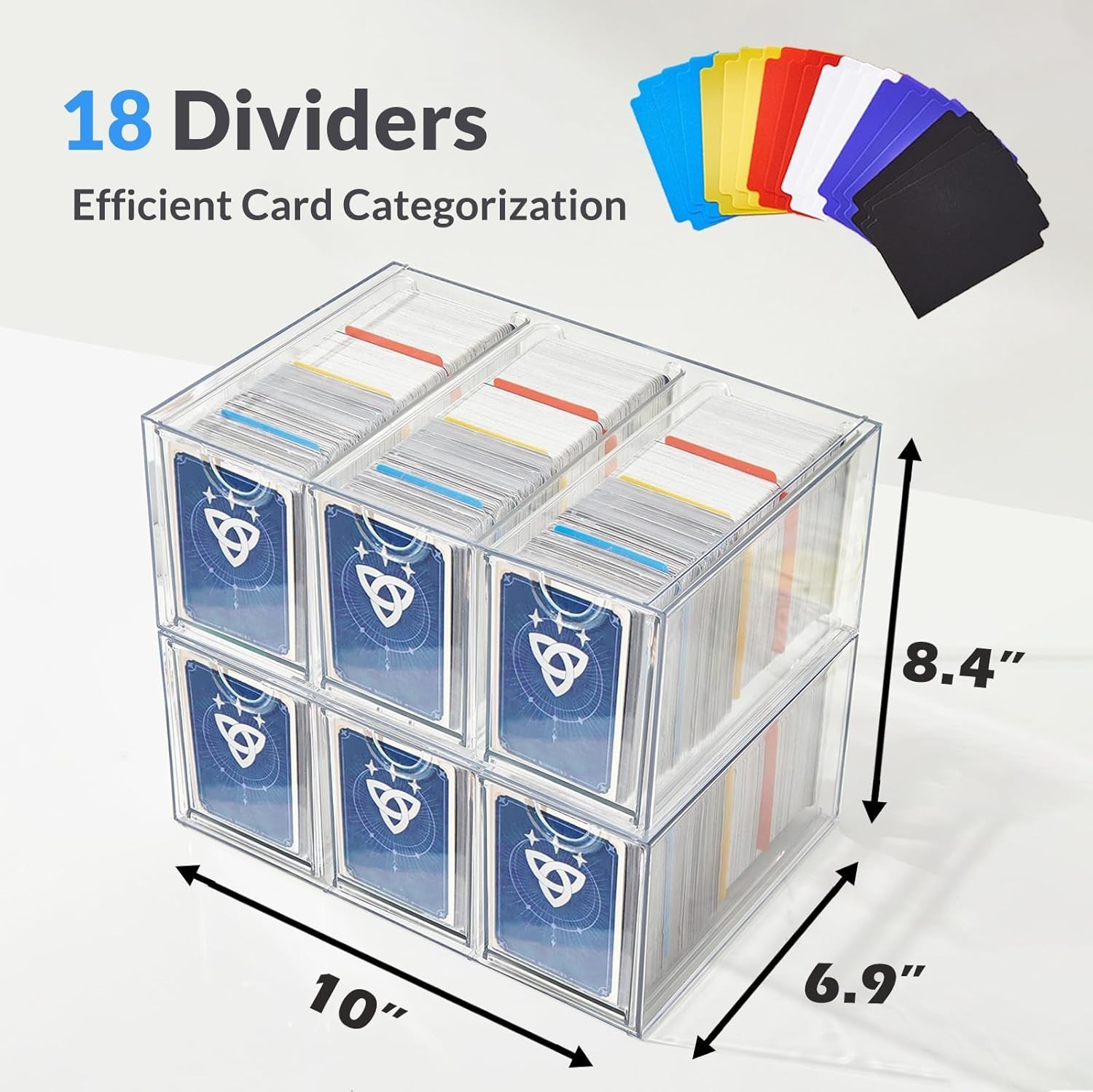 Effortless Card Organization: Stackable 6 Drawer Box for Sports & TCG Cards