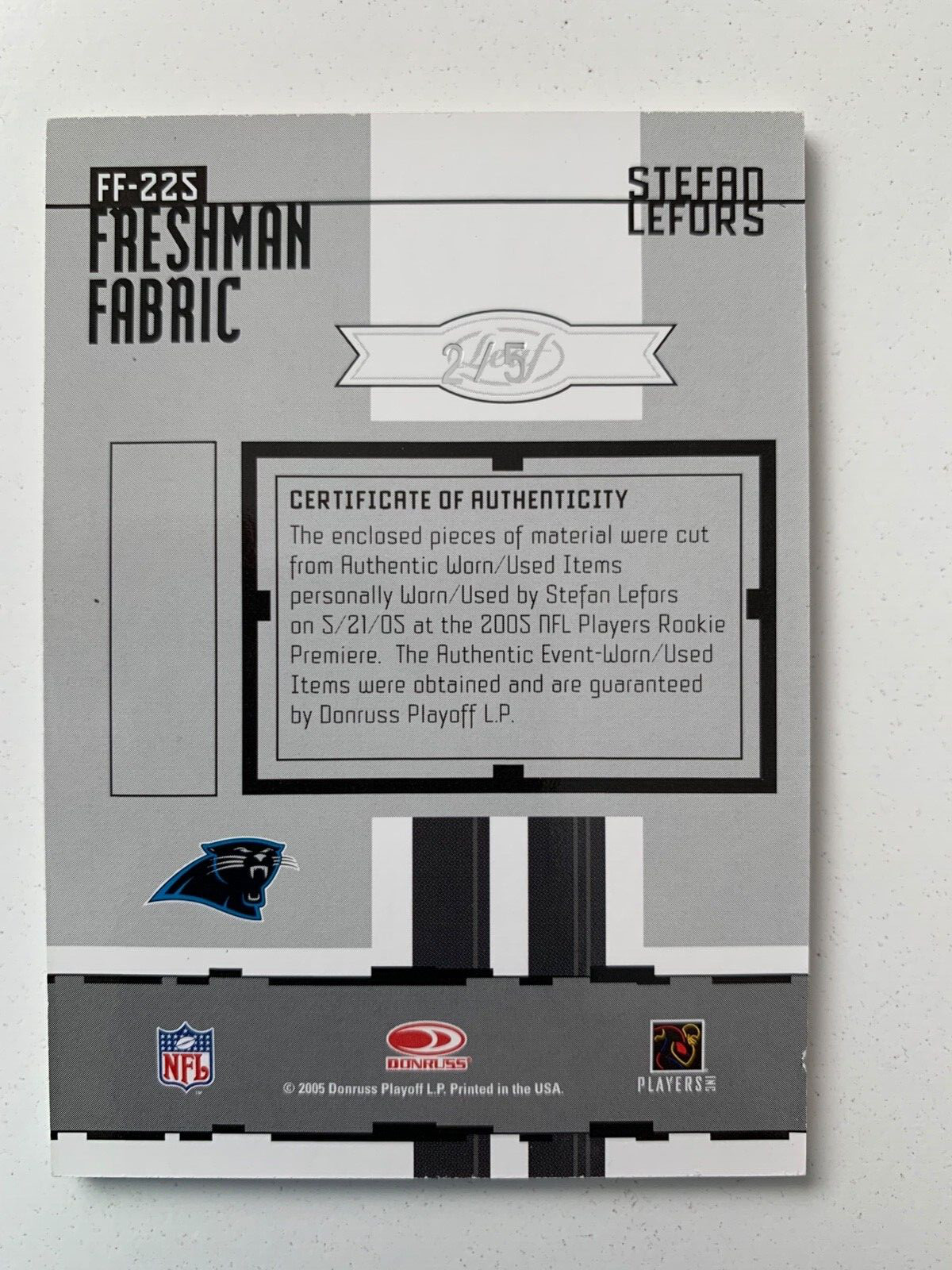 2005 Leaf Certified rc rainbow STEFAN LeFORS /5 /25 /50!! Carolina Panthers