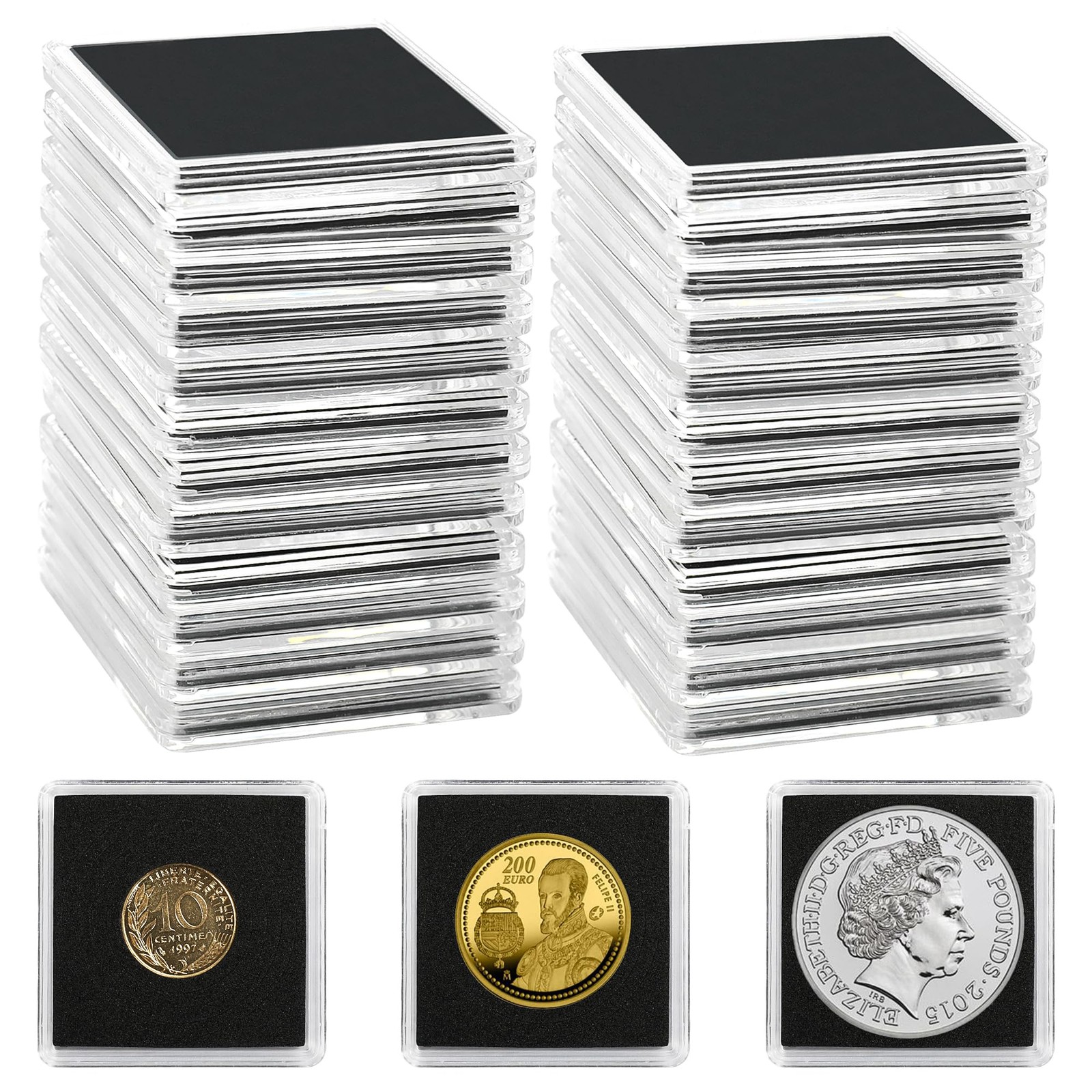 Uncle Paul 25 PCS Coin Capsules, [20/25/30/35/40MM], Black Gaskets [25 Pcs]