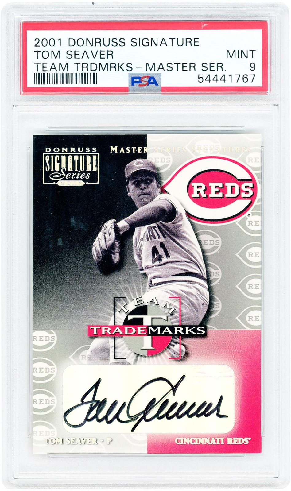 Tom Seaver Cincinnati Reds Signed 2001 Donruss Signature Series #NNO PSA 9 Card