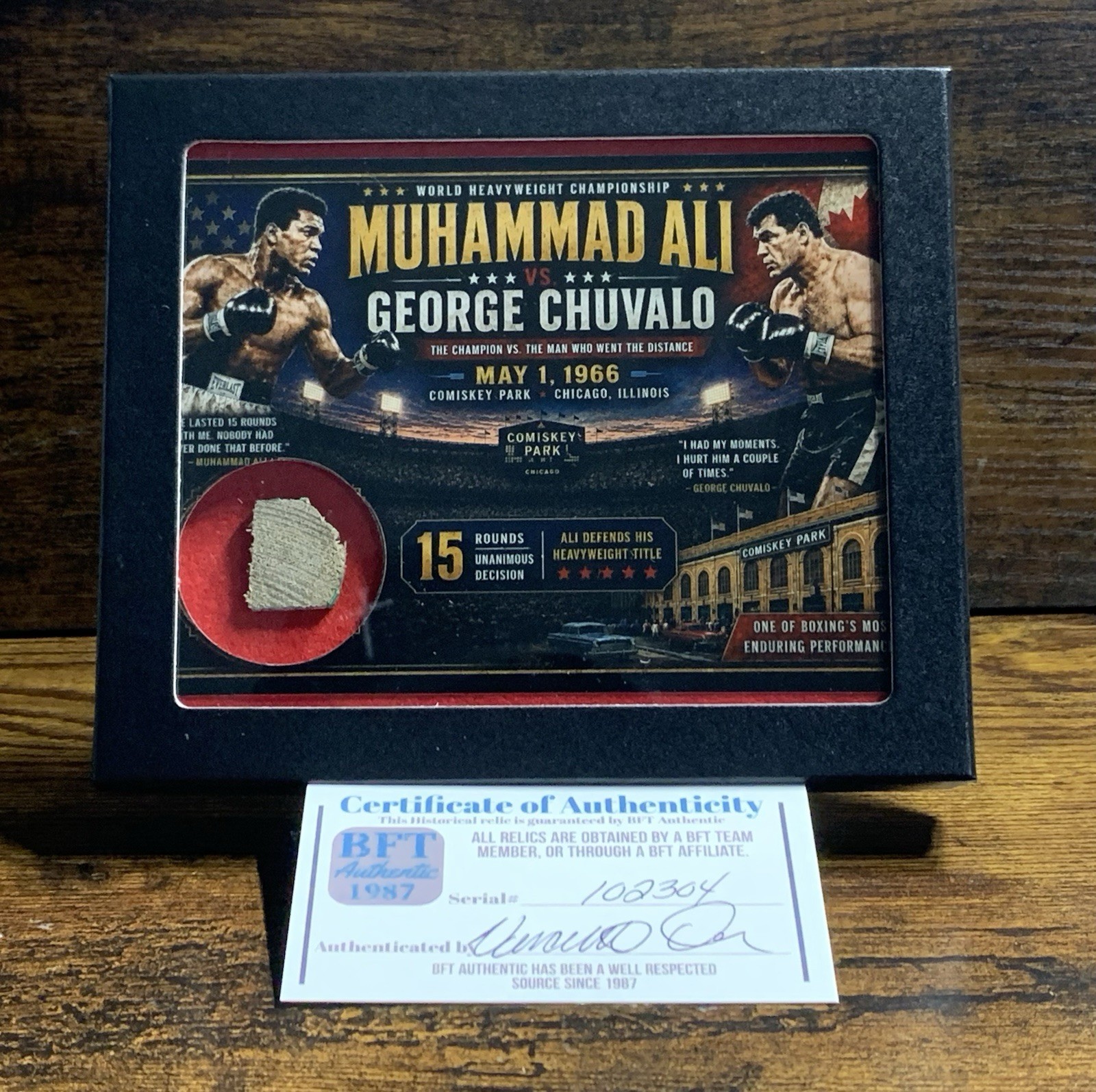 Muhammad Ali vs George Chuvalo Comiskey Park Seat Relic Display BFT Authentic