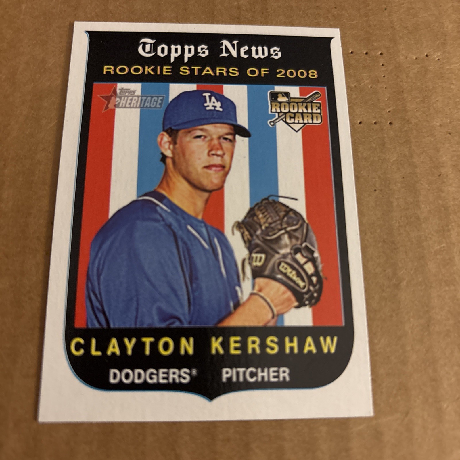 2008 Heritage Rookie CLAYTON KERSHAW RC #595 Dodgers Baseball Card (f5)