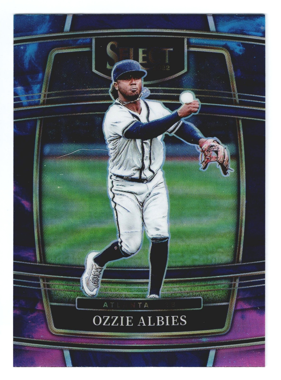 2022 Panini Select Ozzie Albies Cosmic Haze Prizm SP #91 Atlanta Braves