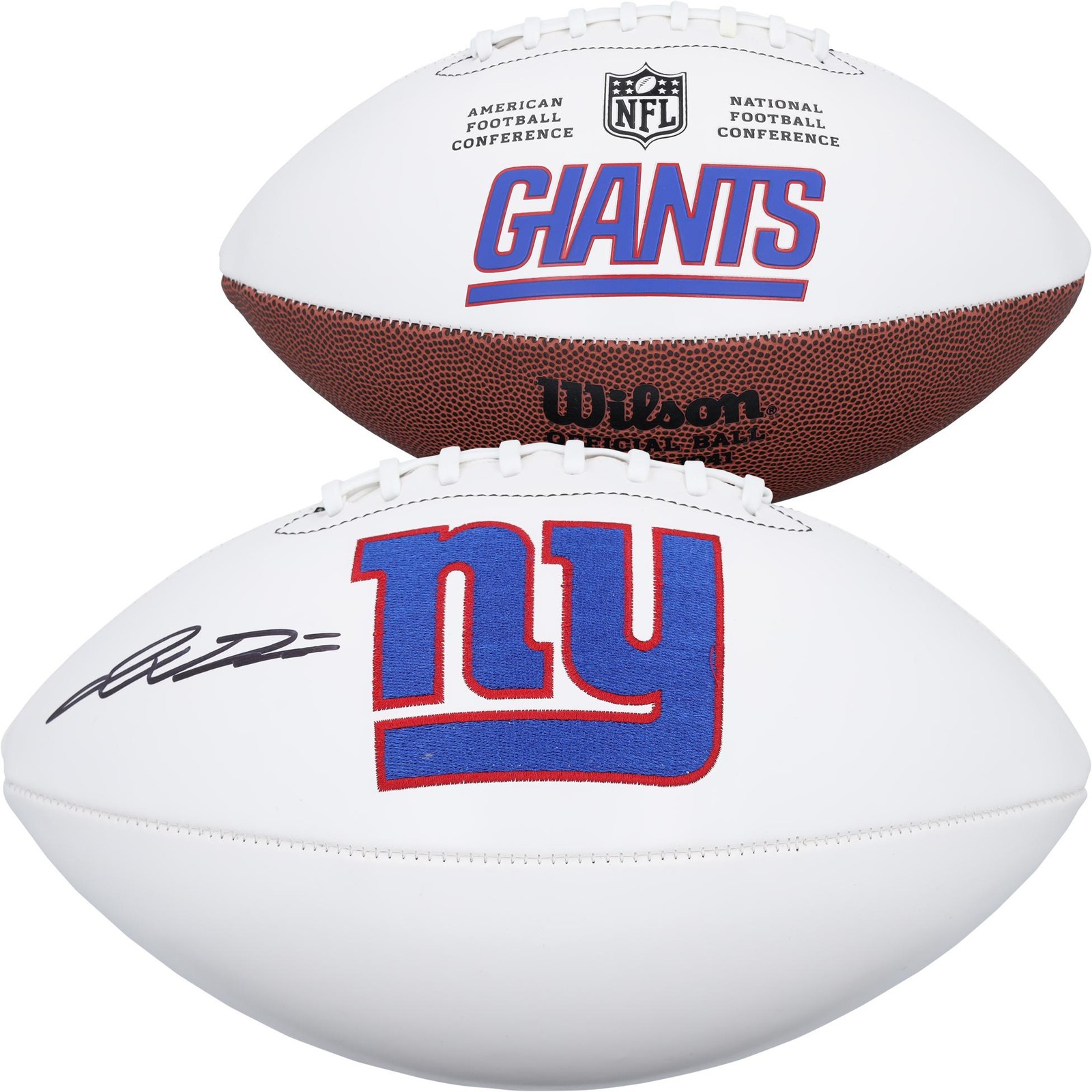 Jaxson Dart New York Giants Autographed Wilson White Panel Football