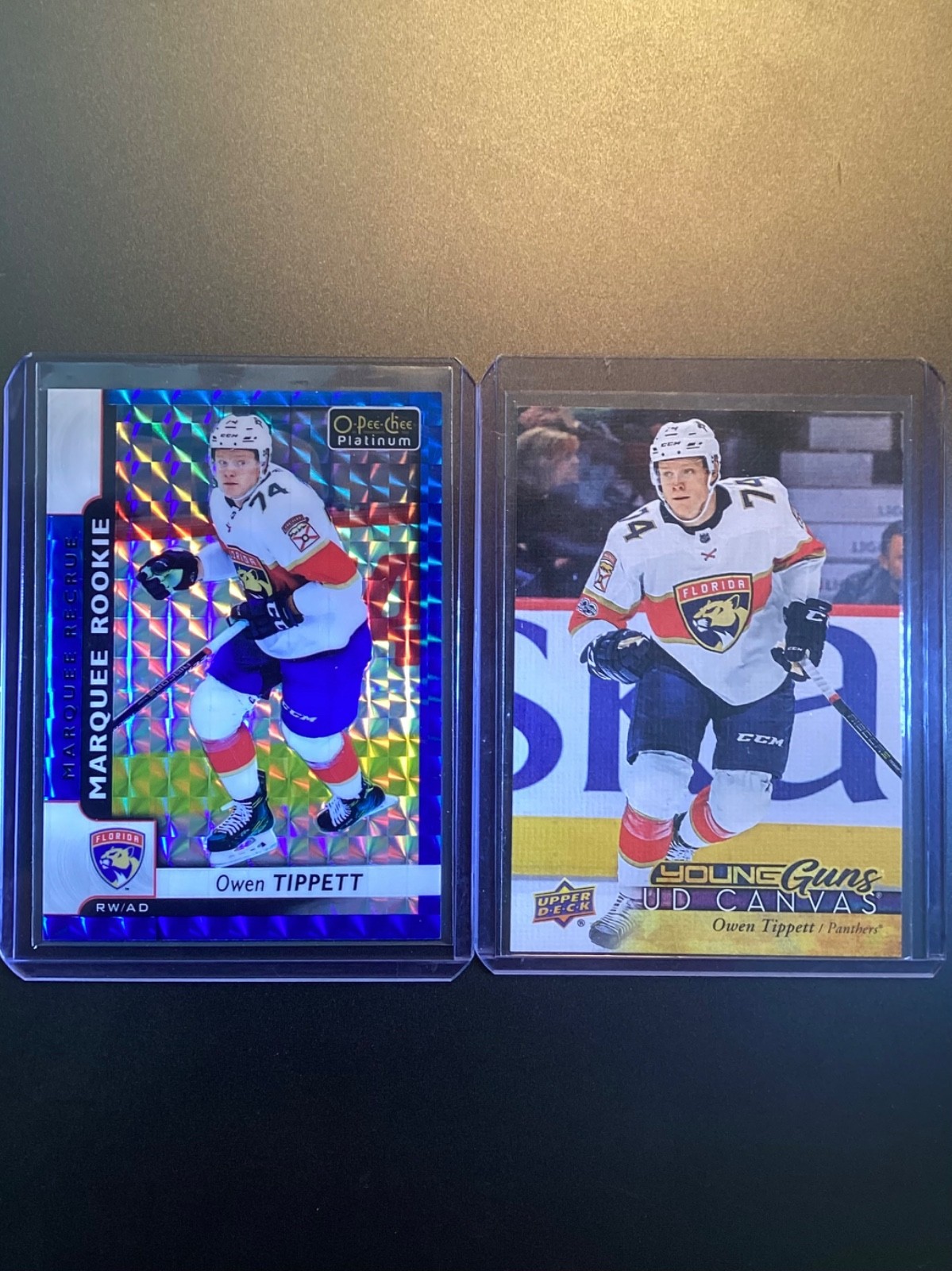 2017-18 Owen Tippett OPC Platinum #190 Royal Blue Cubes /99 + Young Guns Canvas