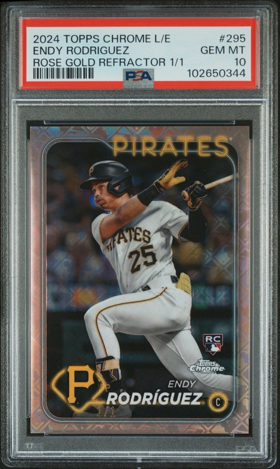 2024 Topps Chrome Logofractor Edition – Endy Rodriguez #295 Rose Gold 1/1 PSA 10