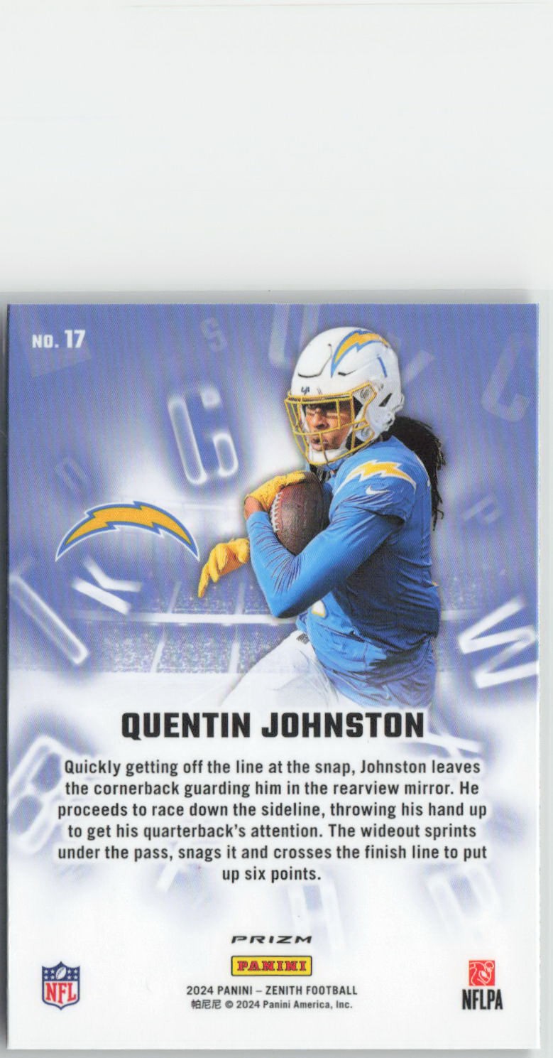 2024 Panini Zenith Quentin Johnston A to Z Orange Los Angeles Chargers