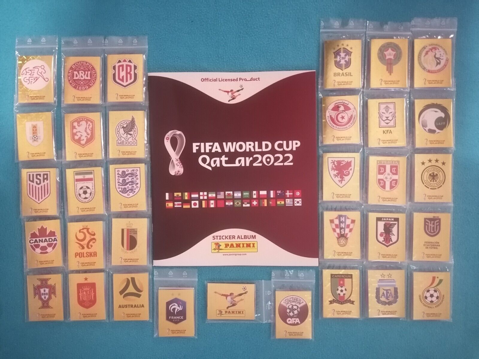Panini FIFA World Cup Qatar 2022 BLUE Border Parallel Stickers #FWC1 – #POL20