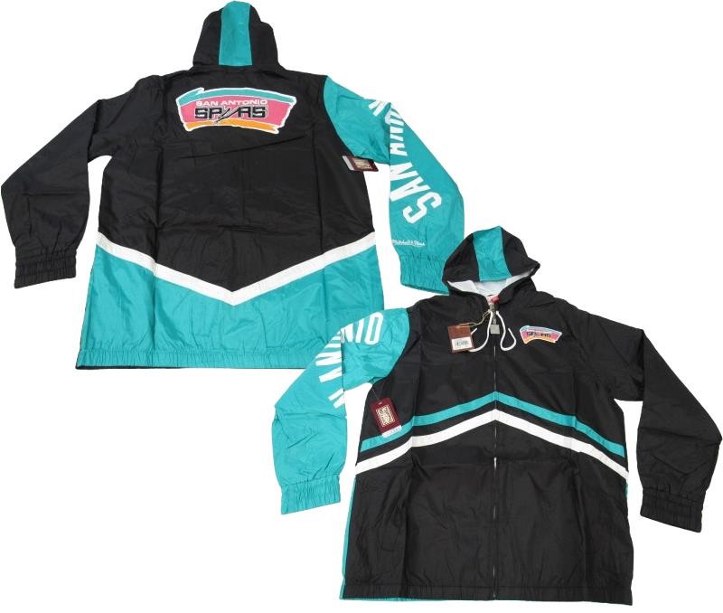 New San Antonio Spurs Mens Mitchell & Ness Full Zip Windbreaker Jacket $135