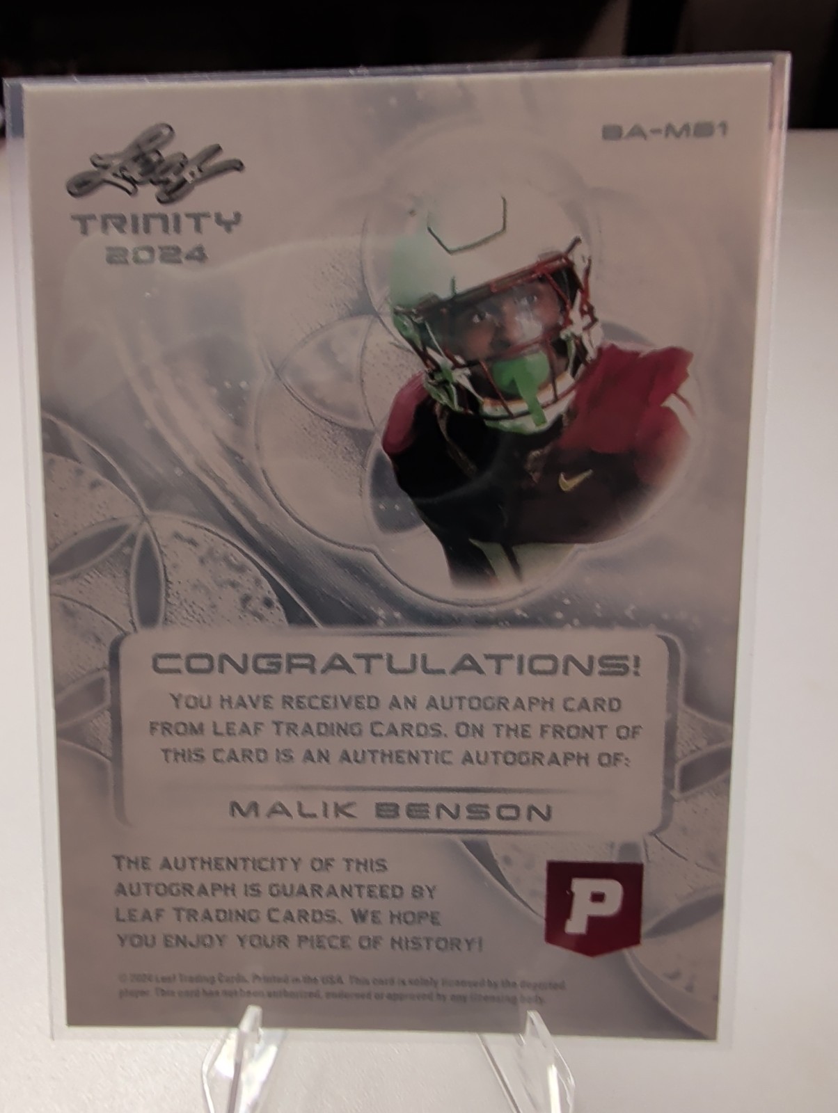 2024 Leaf Trinity Malik Benson Auto #BA-MB1