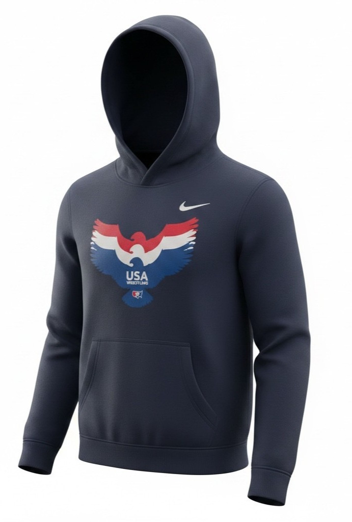 USA Wrestling Nike Men’s Navy Blue Pullover Hoodie Sweatshirt – 2XL