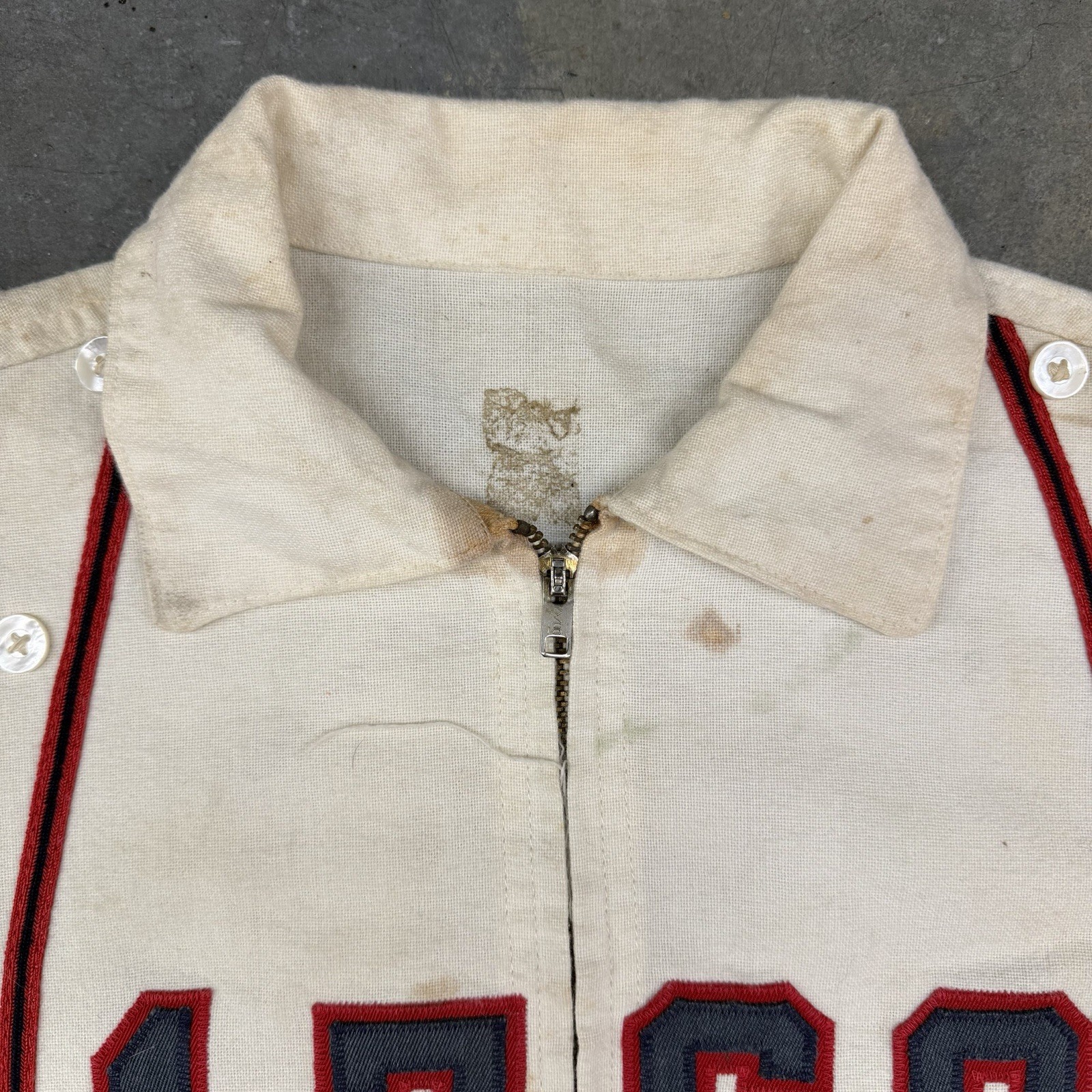 Vintage 50s Rawlings Wool Flannel Baseball Uniform Set Zipper Jersey Sz 40 1768