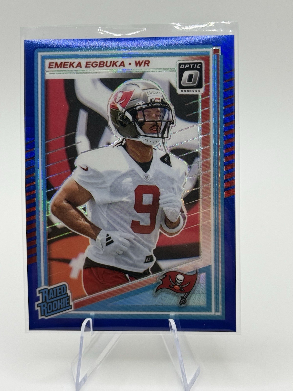 2025 Panini Donruss Optic – Rated Rookie Emeka Egbuka #265 Blue Hyper Prizm (RC)