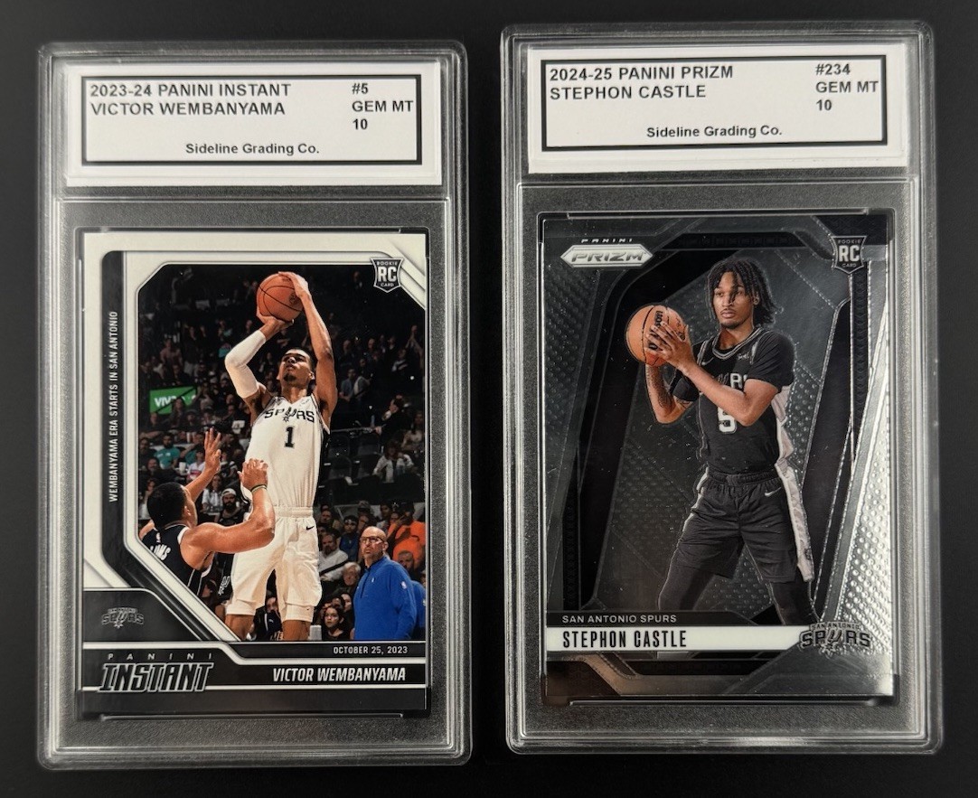 Victor Wembanyama Debut & Stephon Castle Rookie Graded Gem Mint 10 Panini Set