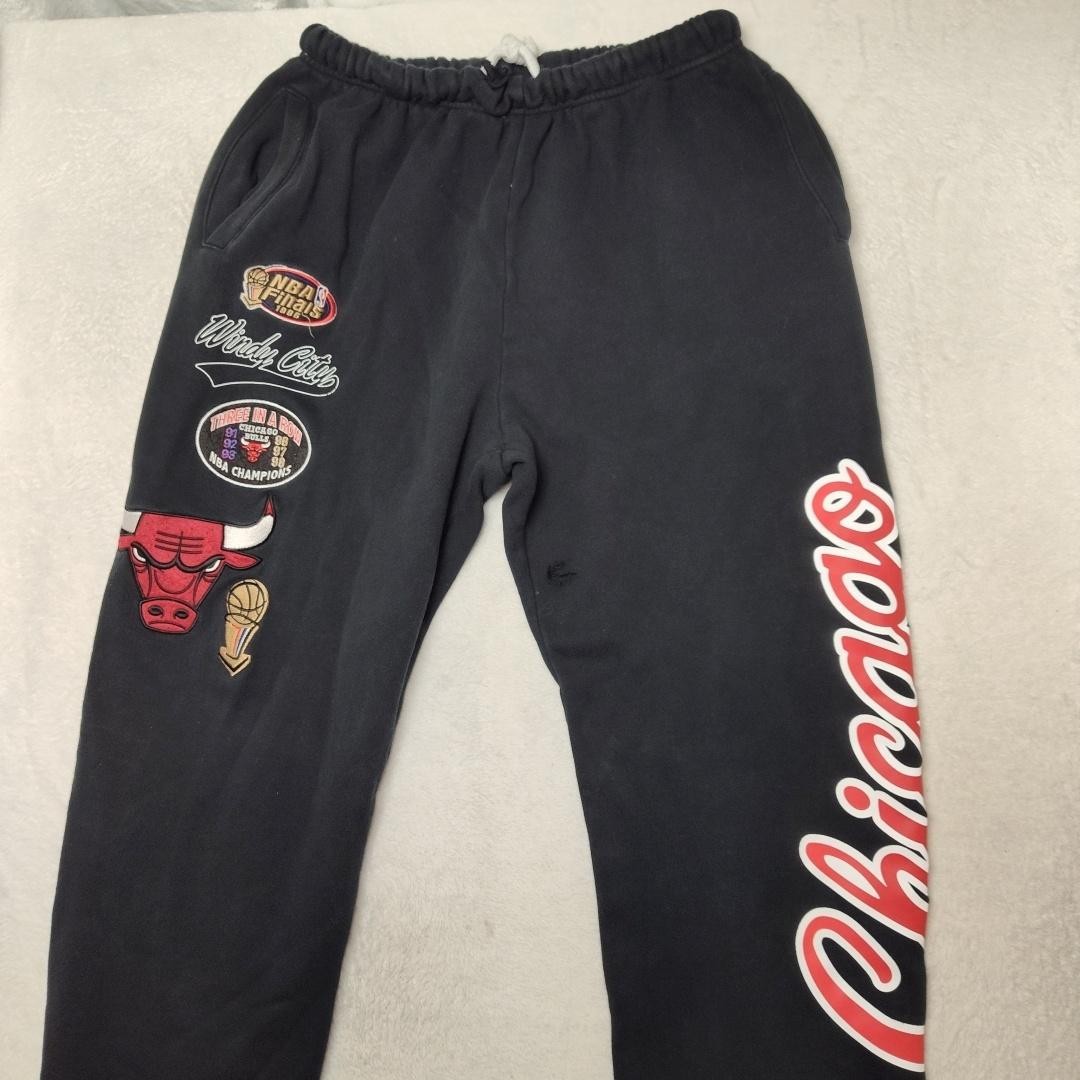 Chicago Bulls Mitchell & Ness Pants Mens Small Black NBA Finals 90s Joggers