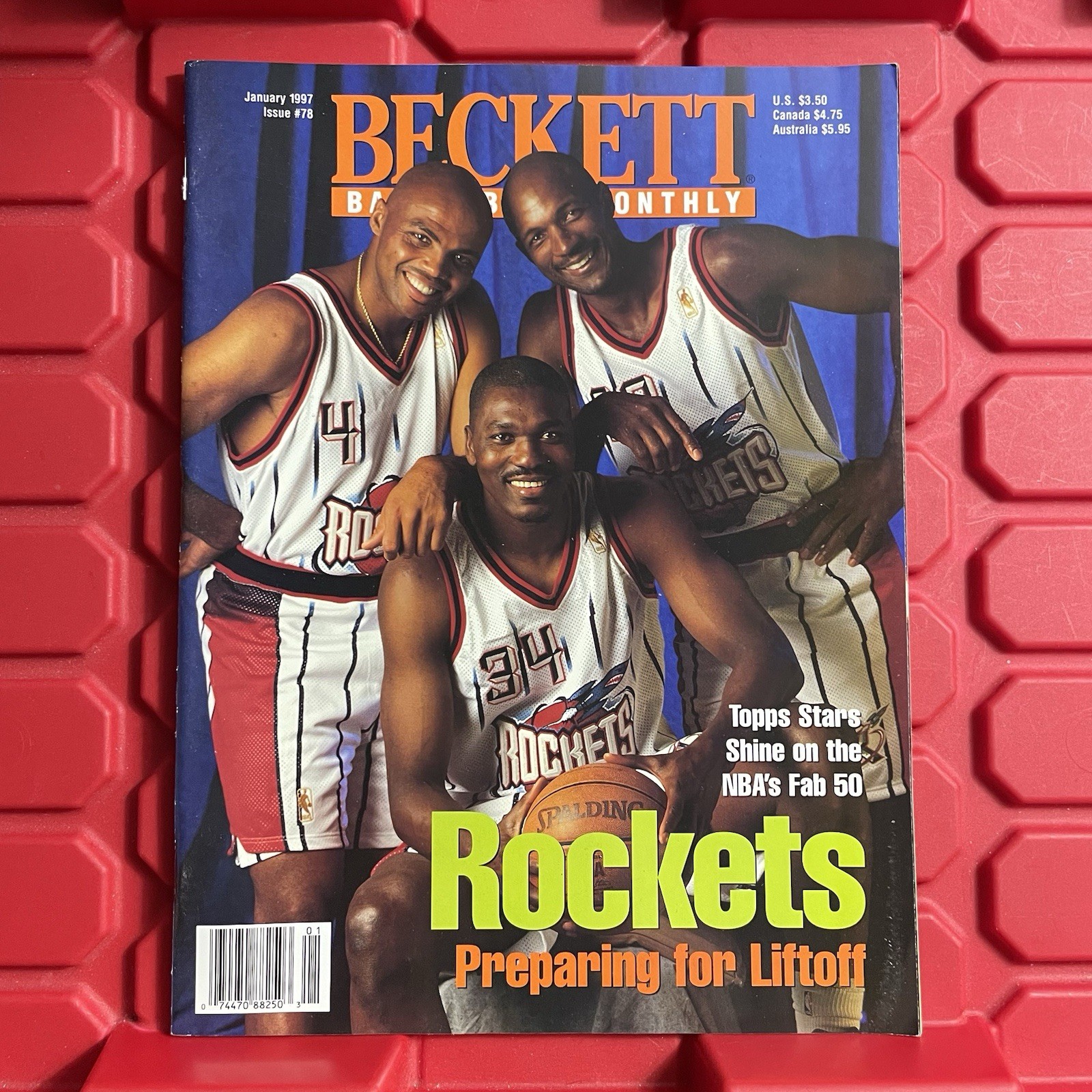 Beckett Basketball Monthly Charles Barkley Hakeem Olajuwon Clyde Drexler 1997