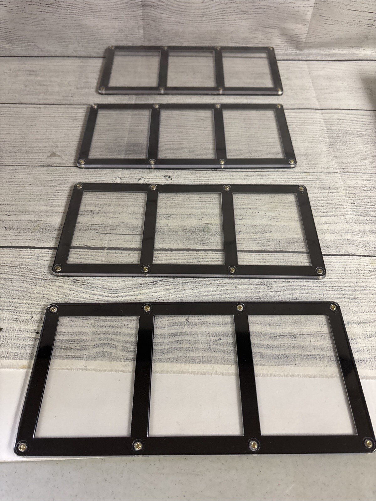 4 ULTRA PRO 3 CARD BLACK FRAME SCREWDOWN HOLDER 4 Screw Clear Triple Display!!!!