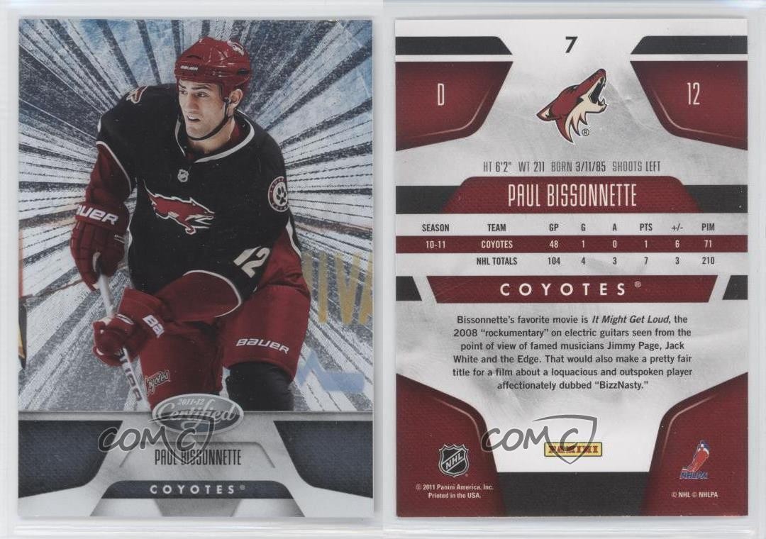 2011-12 Certified Totally Silver Paul Bissonnette #7 8fv