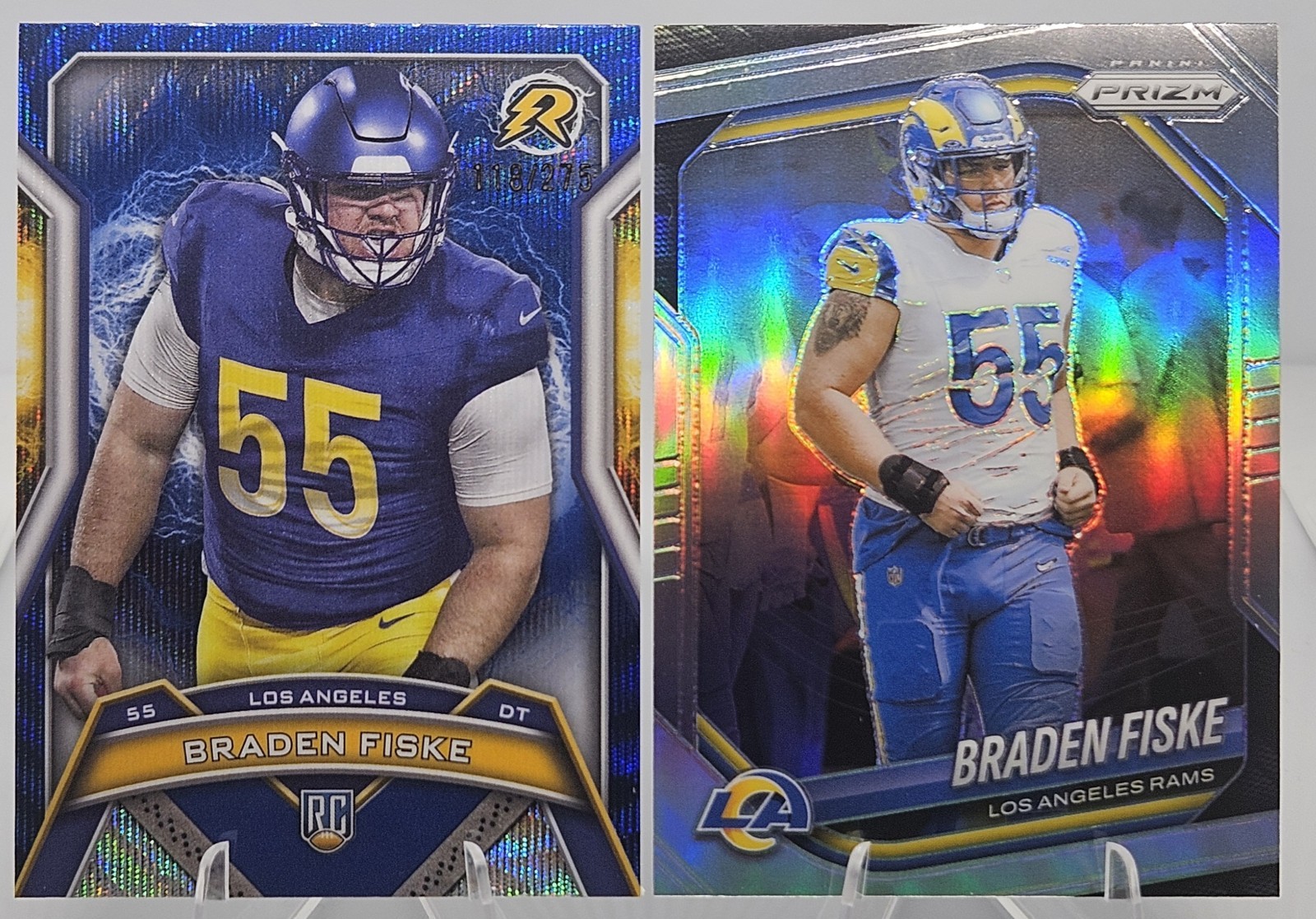 Braden Fiske 2025 LOT – Topps Navy Surge Refractor /275 – Panini Prizm Silver