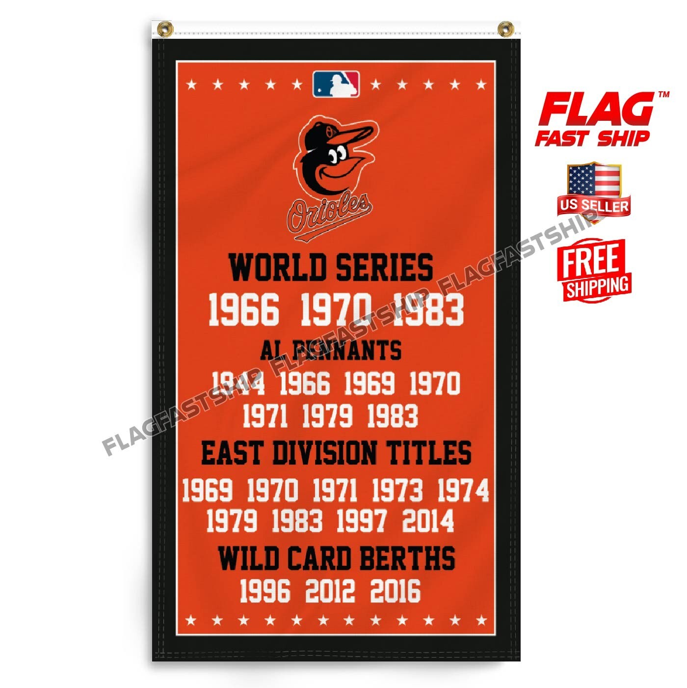 Baltimore Orioles 3×5 ft Banner MLB Champions World Series FREE Shipping