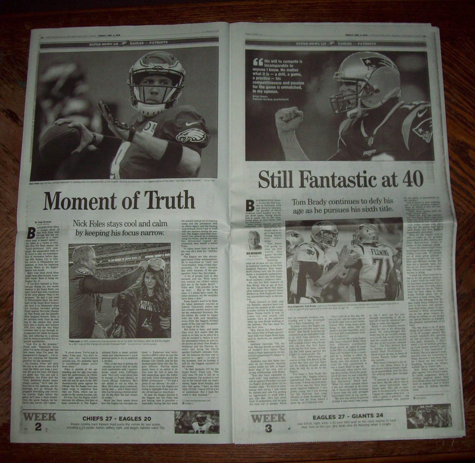Philadelphia Eagles vs The Evil Empire Patriots collectable newspaper Super Bowl