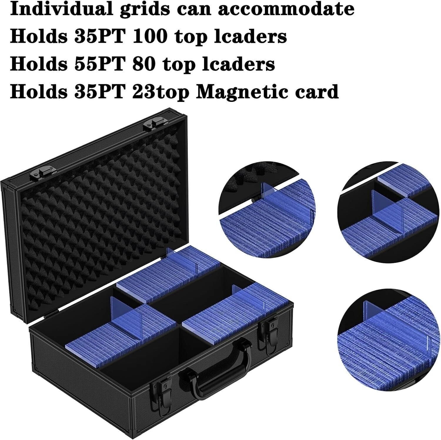 600+ Toploader Hard Case For 3”x4” 35pt Sports Card Storage Box Holds Black