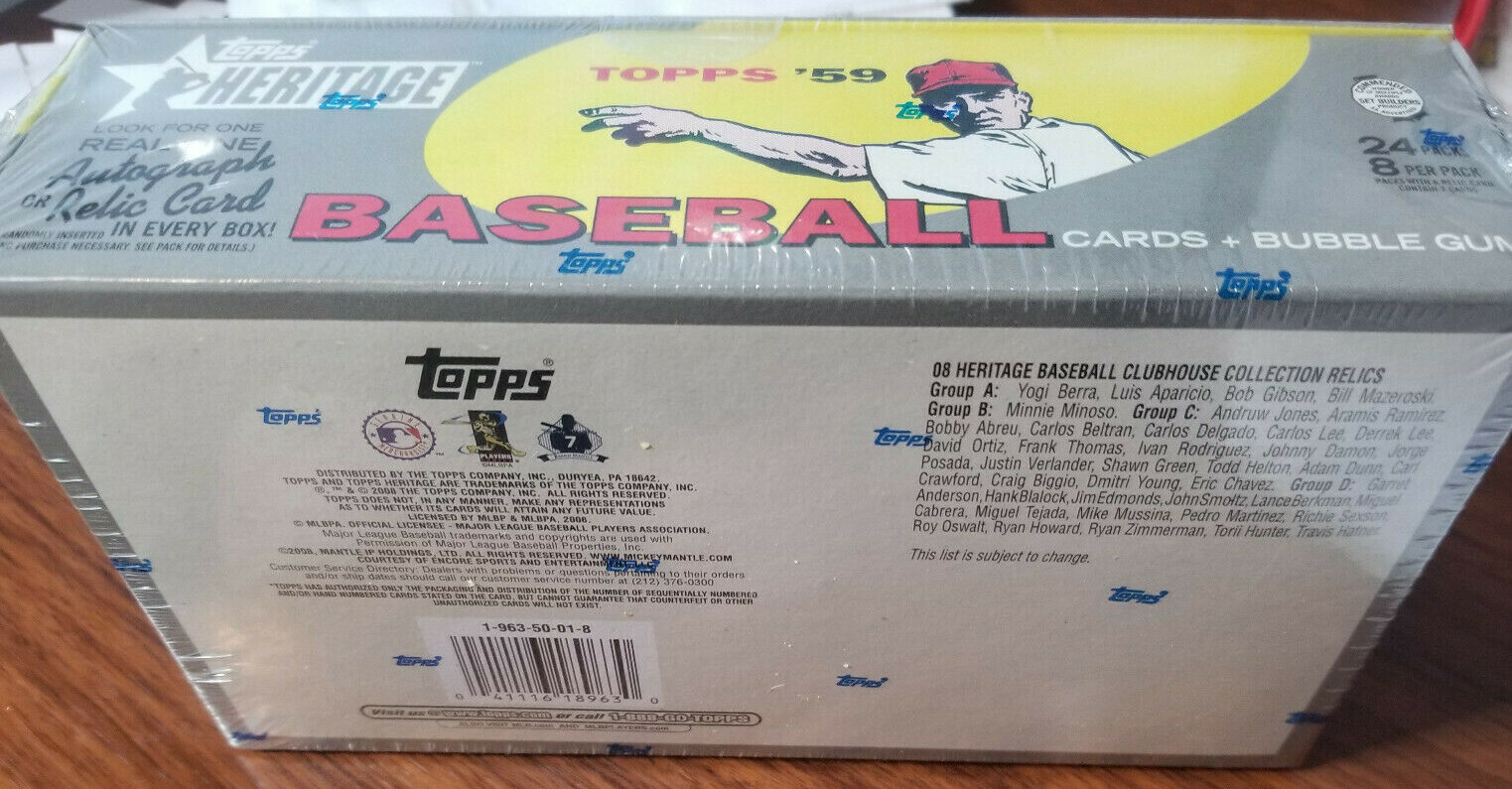 2008 Topps Heritage MLB Baseball 8 card pack and bubble gum SEE checklist inside