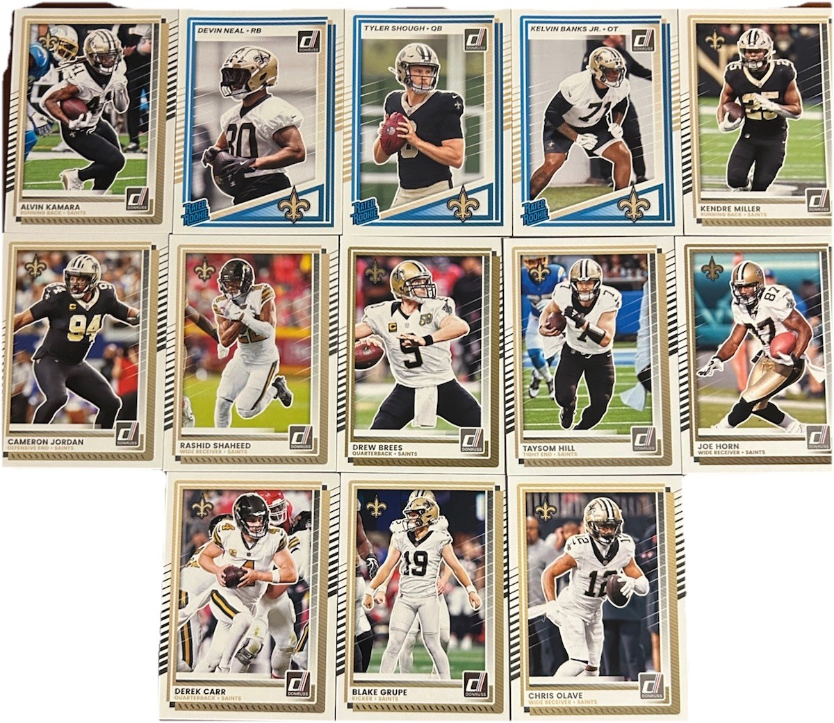 2025 Donruss Football (1-400 Set) New Orleans Saints Team Set (13 Cards)