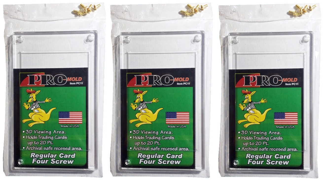 3 Pro Mold 1/4″ 4-Screw Recessed Screwdowns Trading Card Holder Regular 3×5 PC11