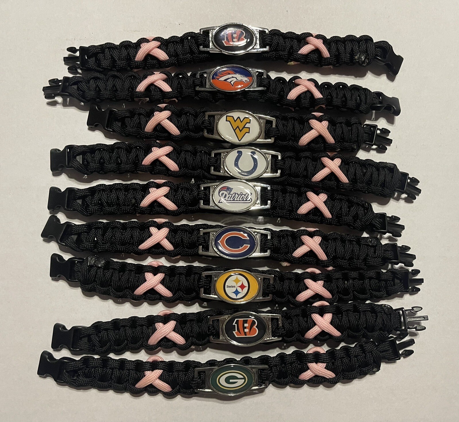 Glow In The Dark Breast Cancer Awareness NFL Bracelet – Paracord Nylon Packers