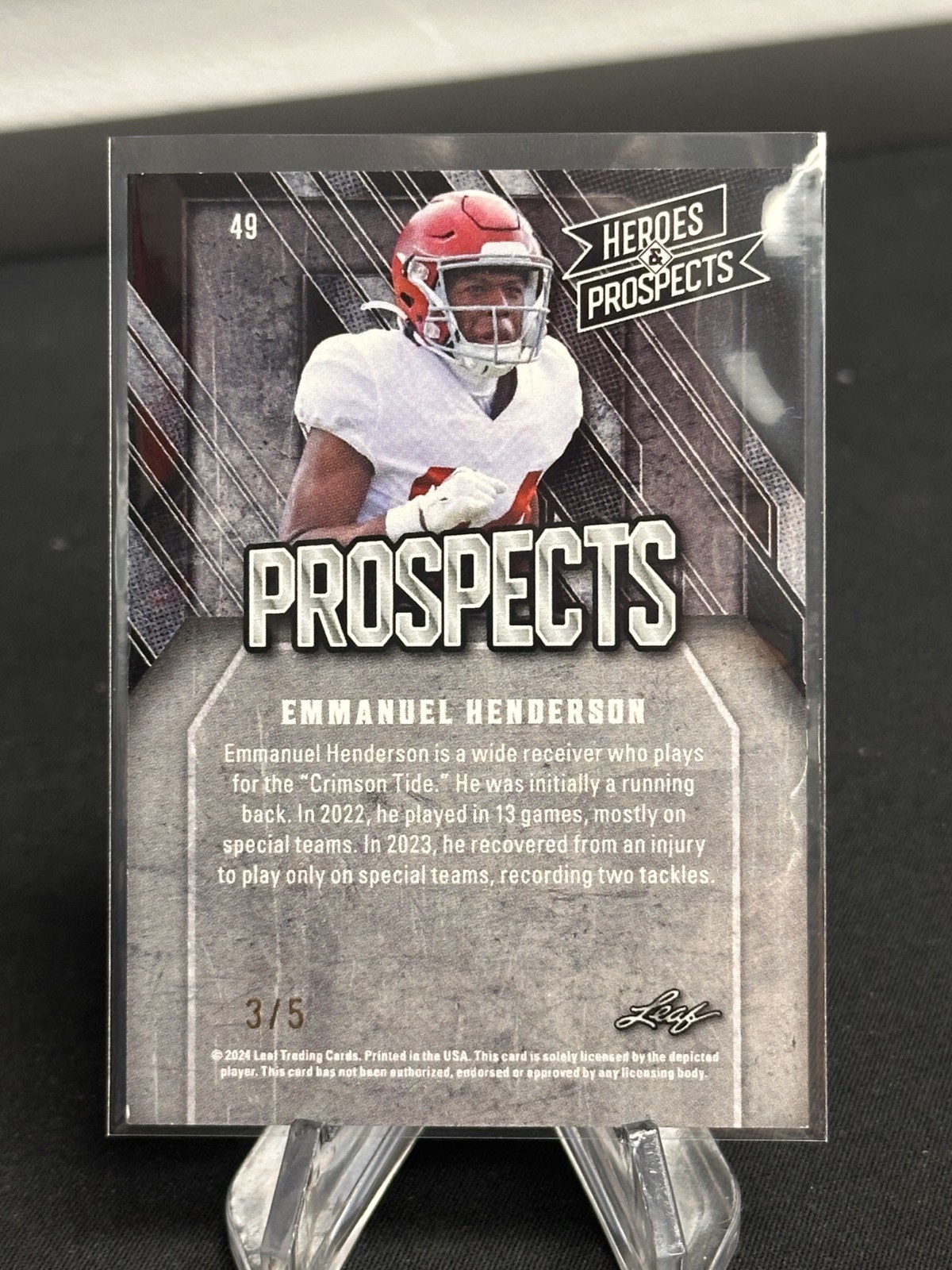 EMMANUEL HENDERSON 2024 LEAF HEROES & PROSPECTS PINK FOIL /5 NON-AUTO KANSAS