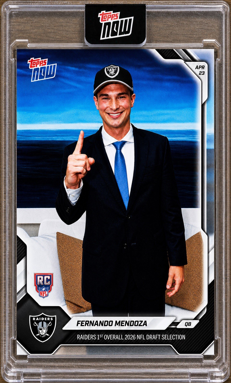 FERNANDO MENDOZA 2026 NFL Topps Now #FMEN – 1ST PICK NFL DRAFT – Encased PRESALE