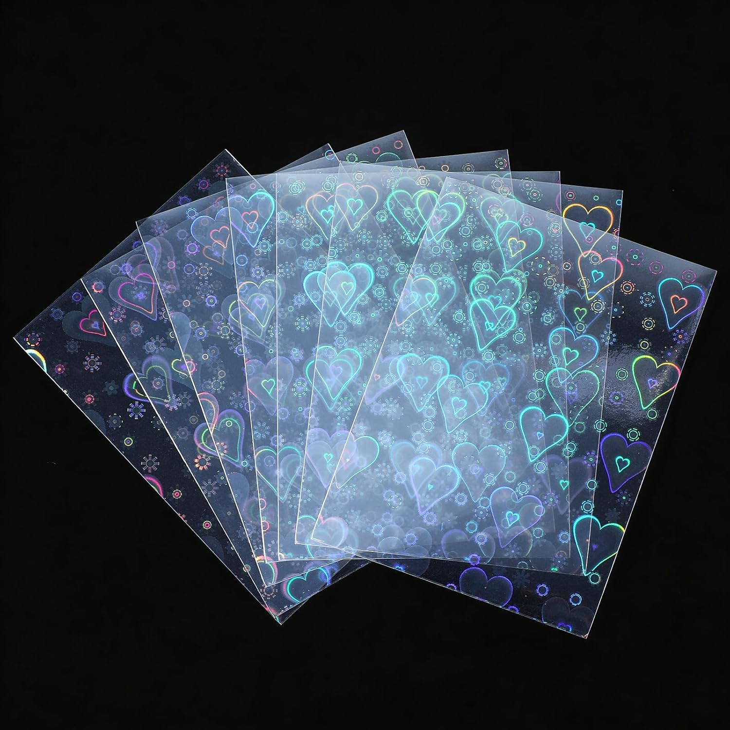 100PCS Laser Flashing Holographic Card Sleeves Love Heart Card Sleeves Trading